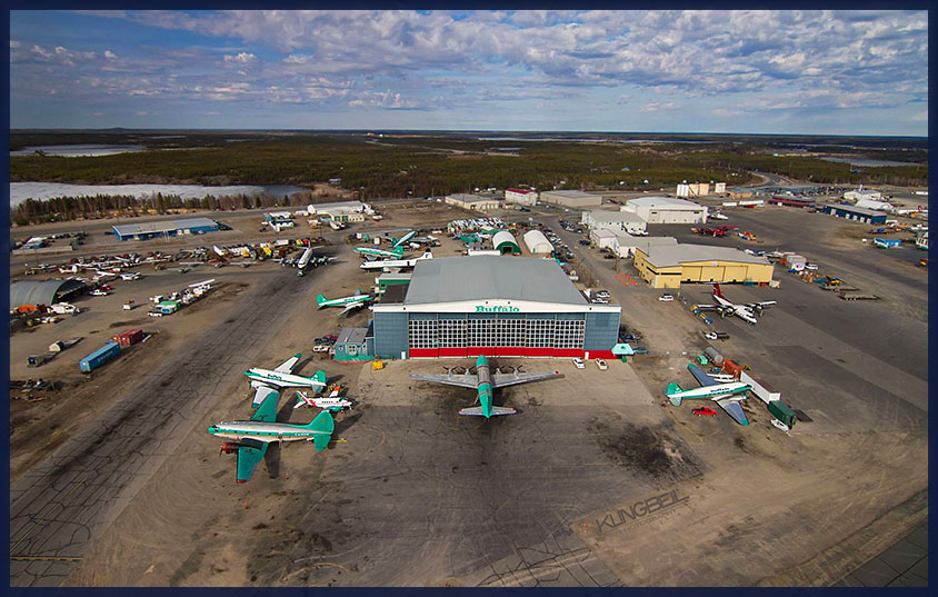 Buffalo Airways at Yellowknife, seen from the air