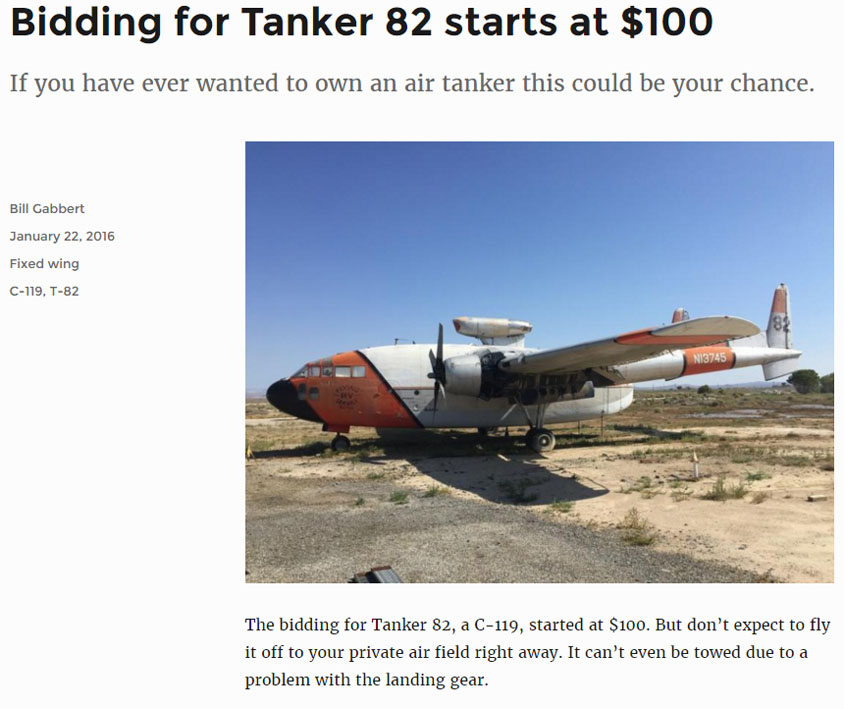 Tanker 82, C-119 N13745 - up for auction