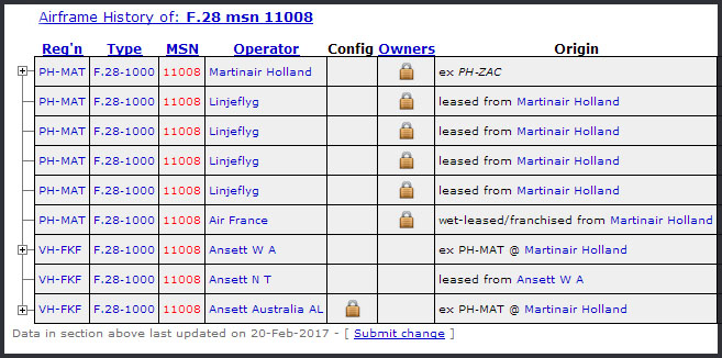 History of F.28 PH-MAT