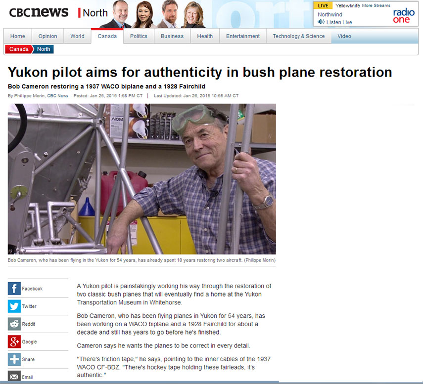 Bob Cameron on CBC news, 2015