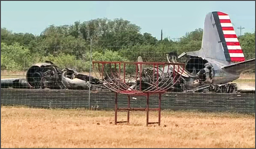 C-47B, N47HL (c/n 27203 /15758) caught fire during this runway excursion 