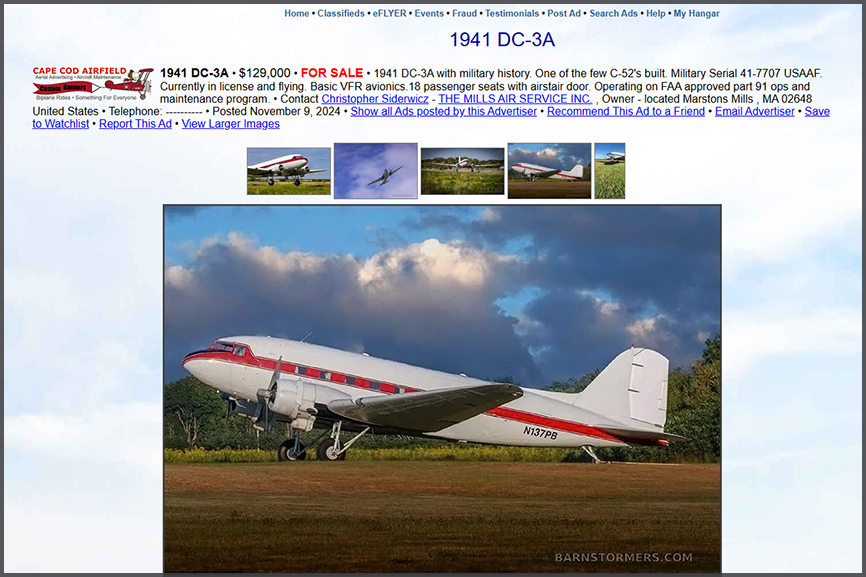 DC-3 N137PB for sale