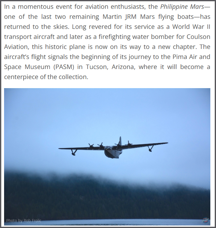 Philippine on its delivery to Pima Air Museum