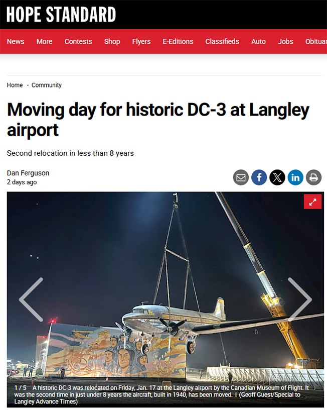 Langley's DC-3 being moved