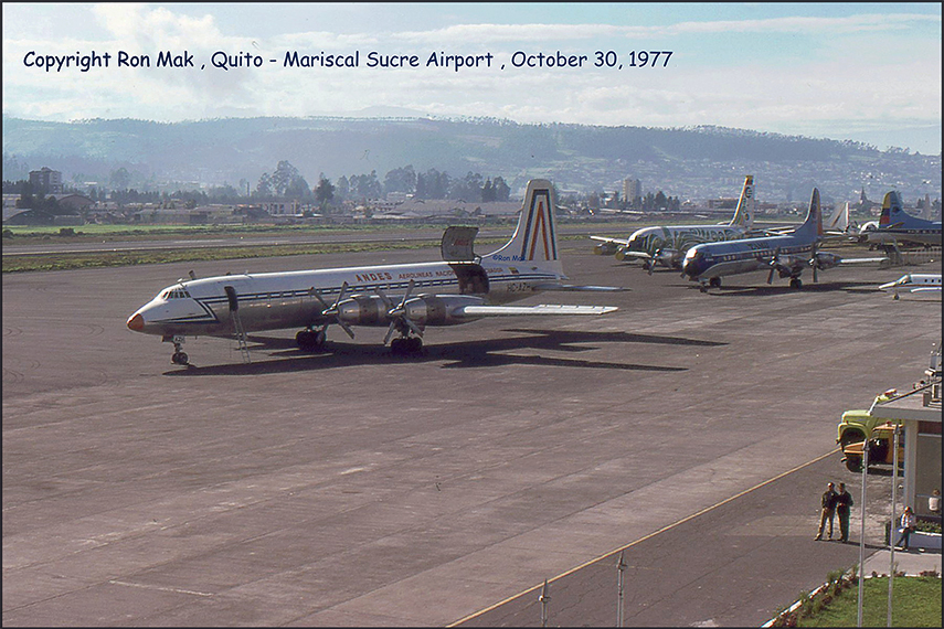 CL-44 HC-AZH at Quito 1977, by Ron Mak