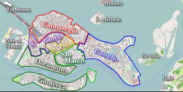 Map of Venice's sestiere